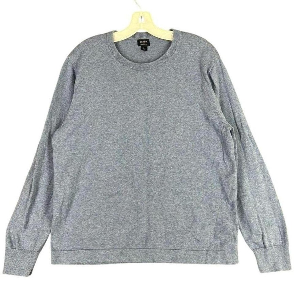 J Crew Tight Knit Crew Neck Sweater‎ Mens L Blue Cotton Preppy Business Casual